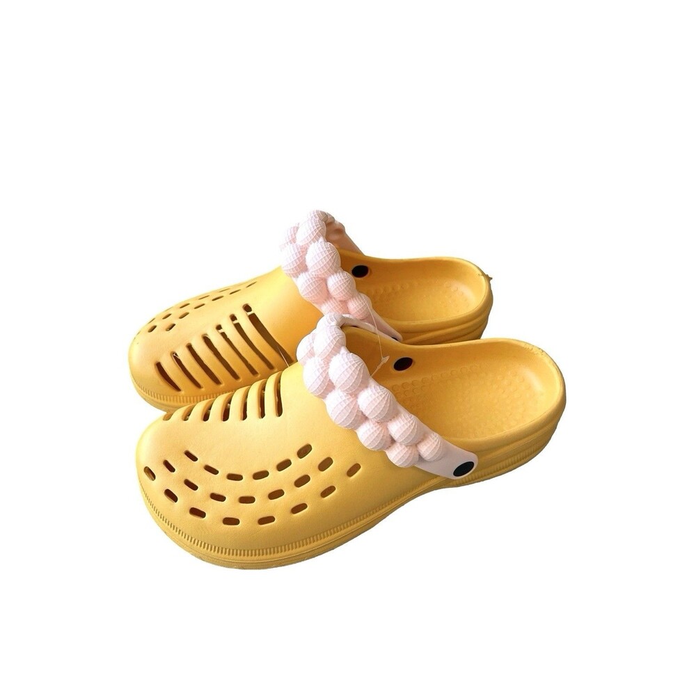 FOCO Men’s Yellow Foam Bubble Strap Clogs Slip On Garden Beach Water Shoes 13-14